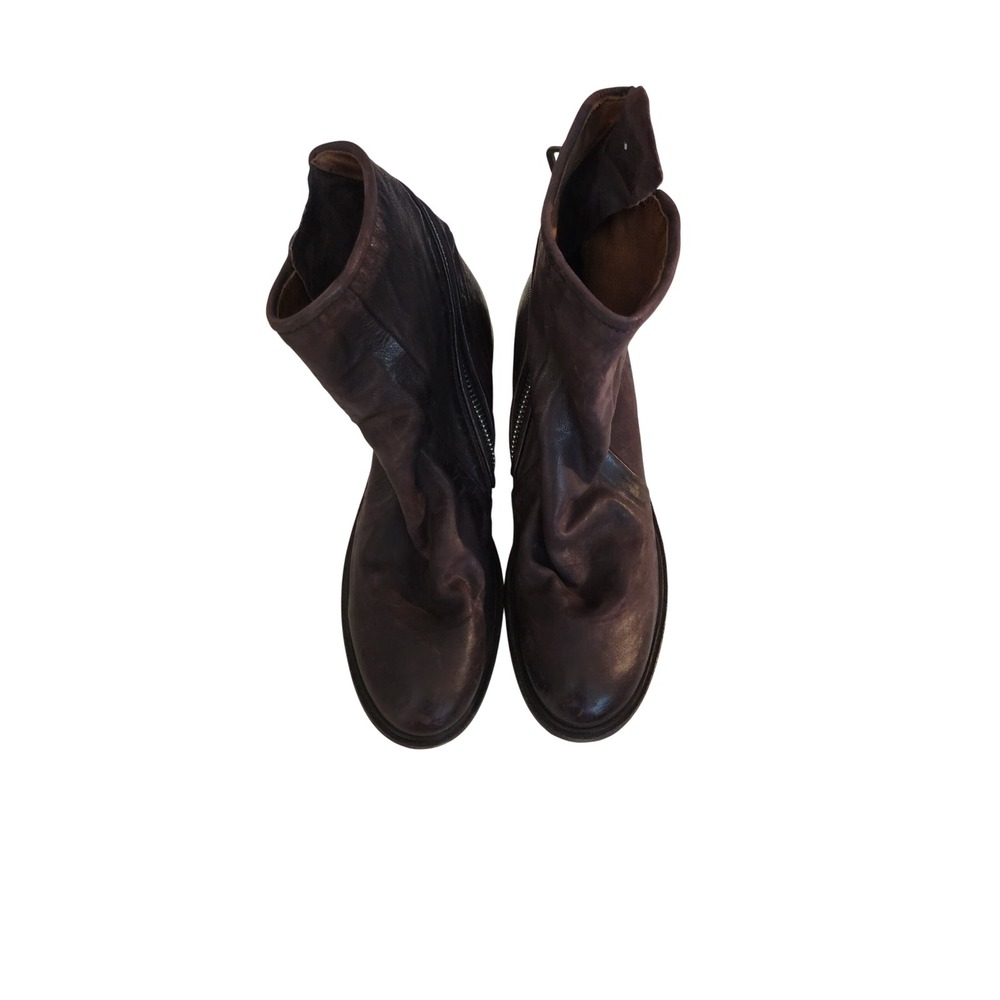 AS98 Womens Brown Distressed Leather Slouchy Ankle Boots Size 41 Zipper Back